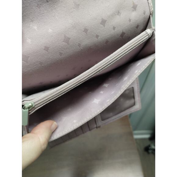 Vintage Fossil Marlow Light Purple Genuine Leather Tri-Fold Flip Clutch Wallet - Picture 9 of 9